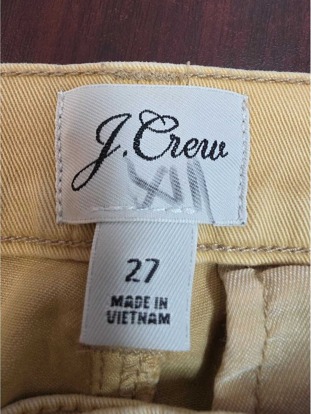 J Crew Vintage Straight Pants Women 27 Slim Stretch Golden Yellow Chino Ankle